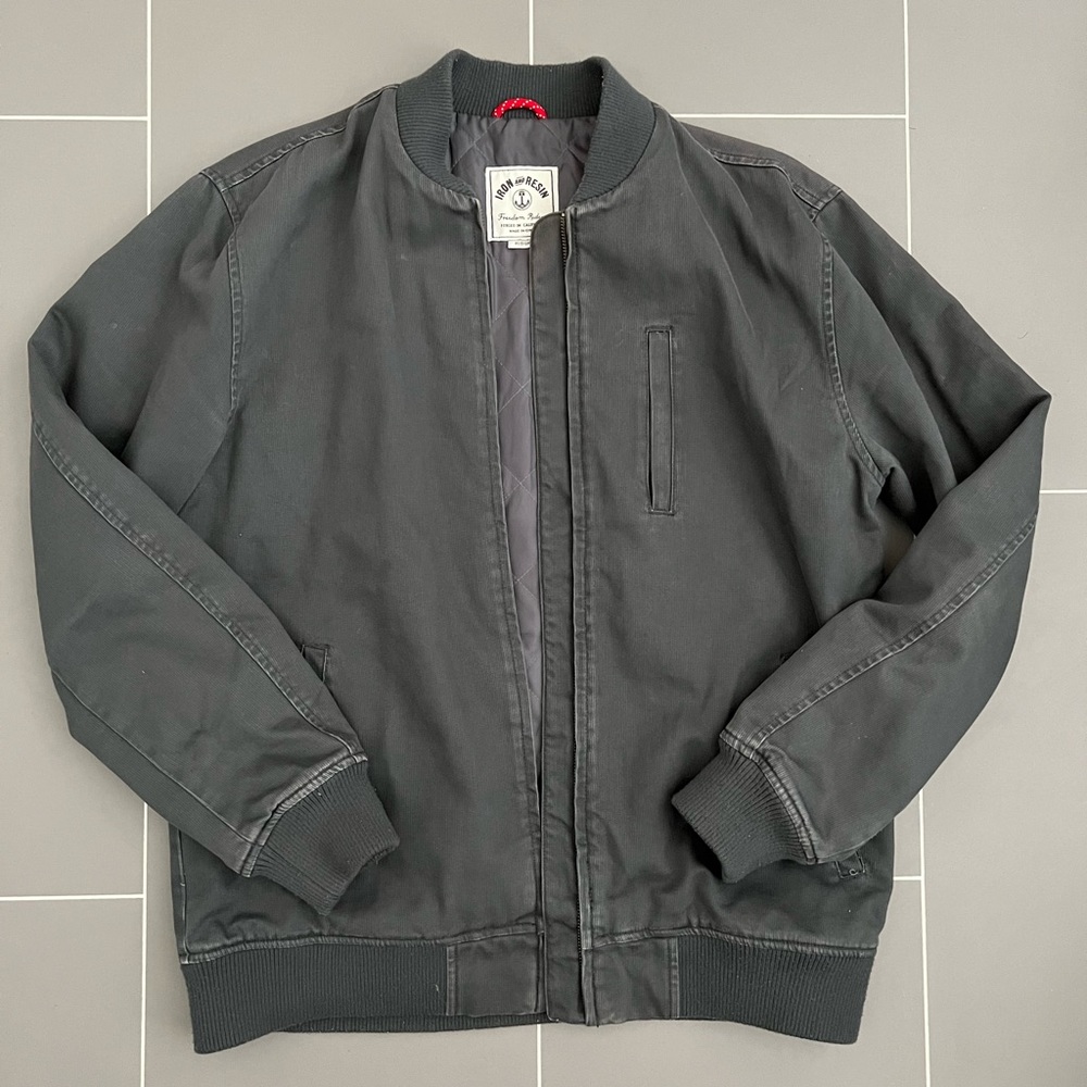 Iron & Resin Bomber Jacket (Men’s, Medium, Gray)